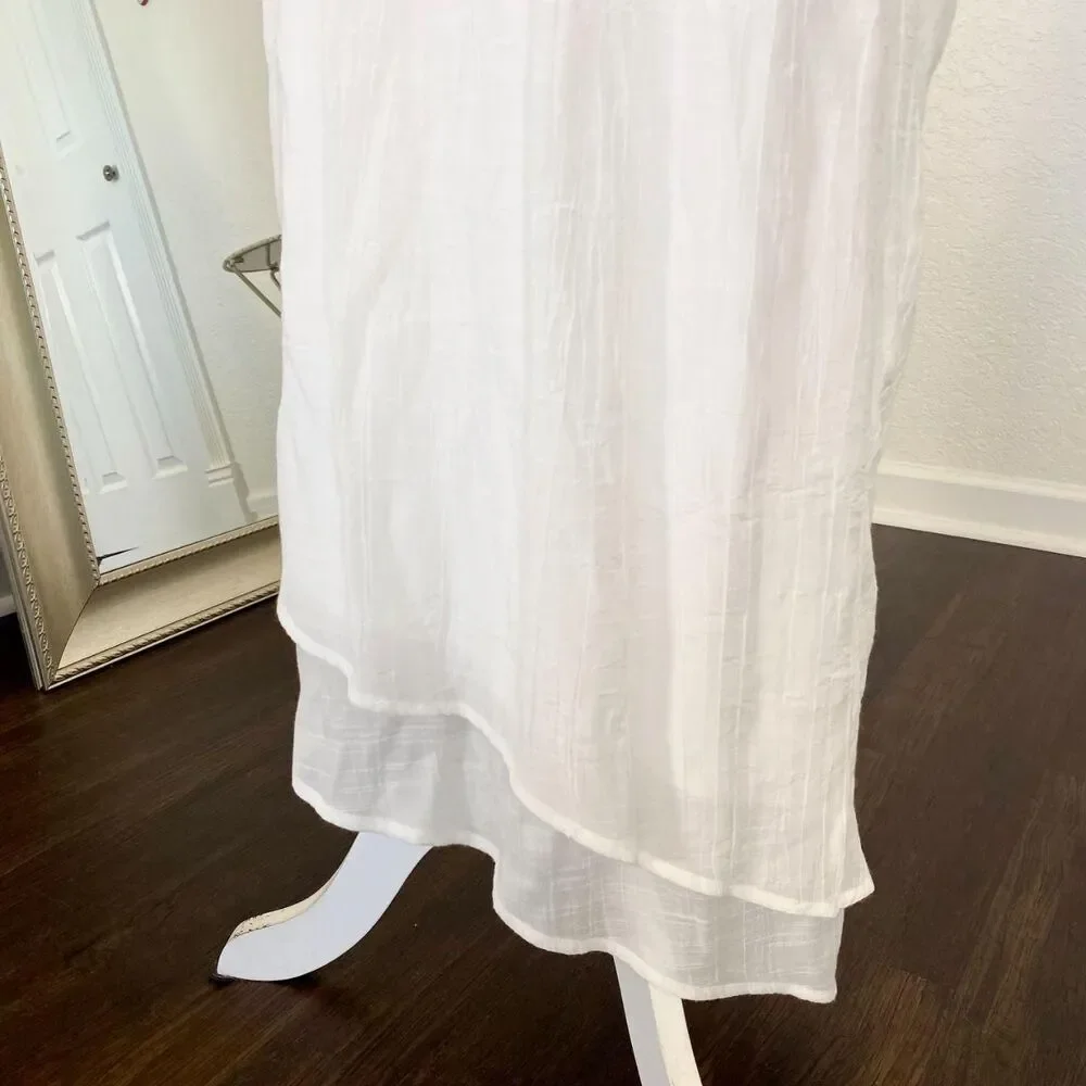 Agb Boho Cottage Core Asymmetric White Midi Maxi Skirt Plus Size 1X - Picture 2 of 4